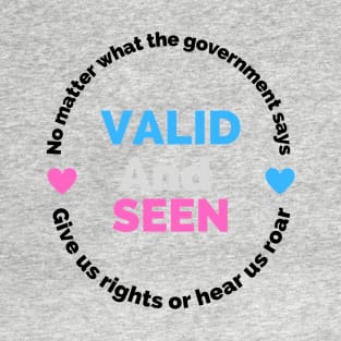 Valid and seen transgender rights and pride T-Shirt